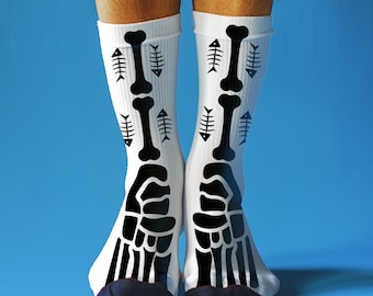 Foot Bones Socks Skeleton Foot Anatomy Design l Funny Medical Socks l Anatomy Nurse Socks l Skeleton Feet X-Ray Crew Socks