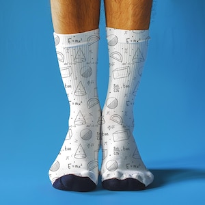 Algebra Math Socks Fun Math Unisex Crew Socks Science Nerdy Novelty Socks Back to School Gift Socks Pi Day Socks for Math Lovers or Teacher