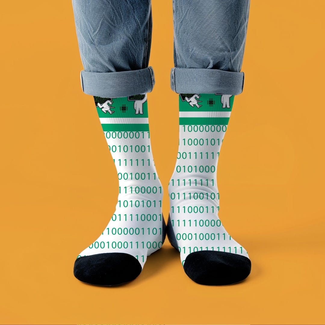 Funny Coding Socks for Programmer, Binary Print Crew Socks, IT Nerdy ...