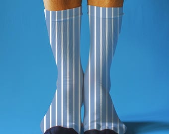 Custom Color Stripes Socks, Soft Crew Sock Stripe Line, 3 Sizes Vibrant Colorful Footwear, Minimalist Stripe Socks for Men, Women and Kids