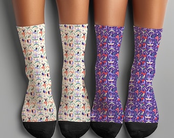 Yoga Socks l Funny Workout Crew Socks l Fitness Meme Socks l Gym Humor Socks l Trainer Gift Socks for Men and Women