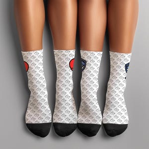 Medical Symbol Socks Hospital Play Crew Socks Healthcare Staff Appreciation Socks Heartbeat, Medical Cross Green, Stethoscope, Blue Ribbon