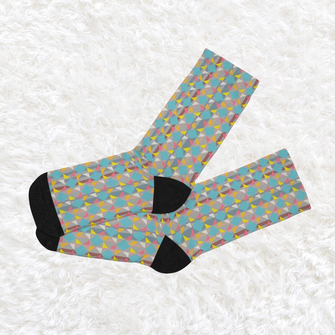 Colorful Geometric Butterfly Shapes Socks Fun Abstract Crew Socks ...