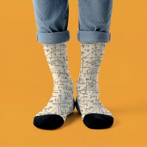 Math Diagram Crew Socks Math Nerdy Unisex Socks STEM Student Socks Equation Print Socks for Men & Women - Socks Gift for Him, Her, Teacher