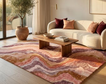 Modern Washable Rug Marbleized Geode 31x51 | Wavy Marble Area Rug for Living Room Rug, Bedroom Rug, Kitchen Rug, Outdoor Rug, Entryway