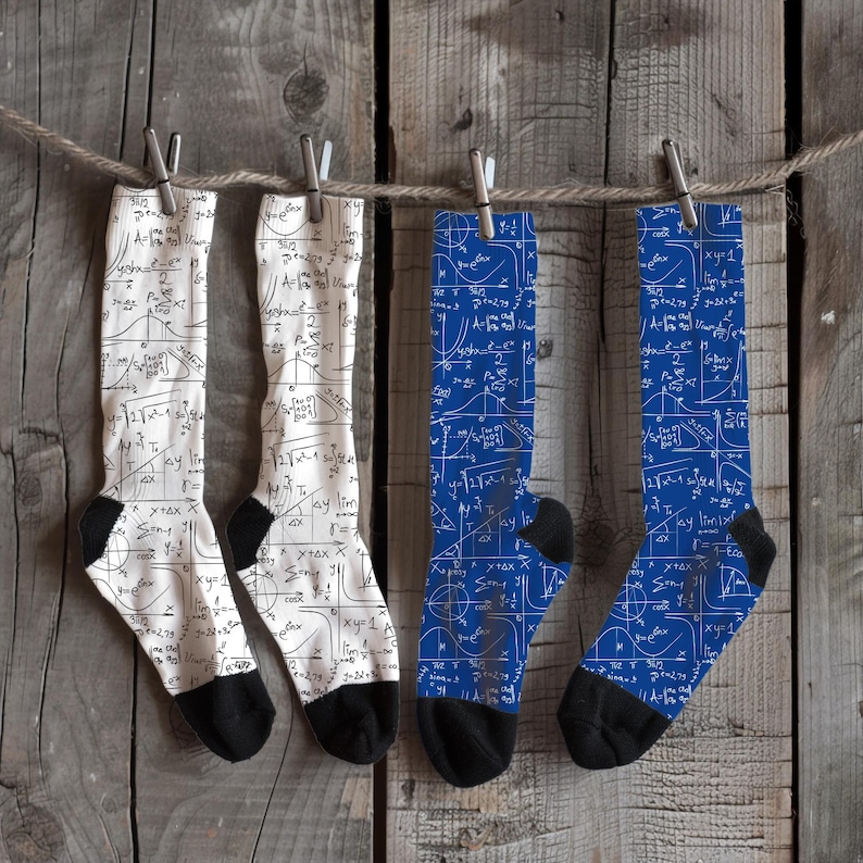 Math Diagram Socks L Math Nerdy Crew Socks STEM Geek Socks L Equation ...