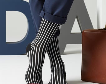 Custom Striped Socks, Dress Crew Socks Stripe Line, 3 Sizes Colorful Footwear, Minimalist Stripe Socks for Men, Women and Kids