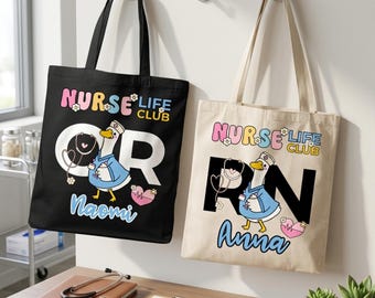 Personalized Nurse Goose Tote Bag l Custom Funny Nursing Canvas Tote Bag l Tote Gift for Nurse l Healthcare Staff Appreciation Gift