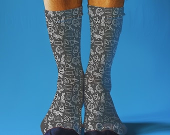 Chemistry Lab Socks | Science Chemistry Crew Socks l STEM Student Socks Chemistry Print Socks for Men & Women - Socks Gift for Scientist