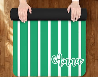 Custom Striped Yoga Mat | Personalized Yoga Mat with Strap l Fitness & Pilates Mat l Home Gym Gift Yoga Mat l Non-Slip Microfiber Suede