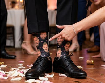 Custom Groom Face Socks, Custom Bride Face Socks, Funny Groom Gift, Bachelor Party Gift, Groomsmen Socks, Hen Party Favour