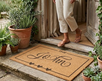 Custom Coir Doormat | Personalized Name Welcome Mat l Coconut Fiber Door Mat l New Home Gift Entry Mat Custom Text