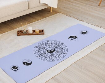 Yin Yang Mandala Yoga Mat | Chakra Meditation Mat l Yin Yoga Mat with Strap l Fitness & Pilates Mat Mandala l Home Gym Mat Non-Slip Suede