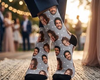 Custom Face Wedding Socks, Personalized Groom Socks, Funny Groomsmen Gift, Bachelor Party Socks, Bride Face Socks, Wedding Favor Gift