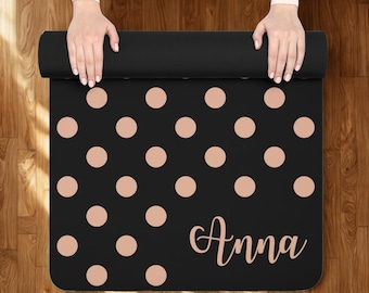 Custom Polka Dot Yoga Mat | Personalized Yoga Mat with Strap l Fitness & Pilates Mat Spot Dot l Home Gym Gift Yoga Mat l Non-Slip Suede