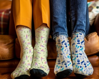 Funny Gym Socks | Yoga Crew Socks l Fitness Meme Socks l Gym Humor Socks l Workout & Fitness Socks l Trainer Gift Socks for Men and Women