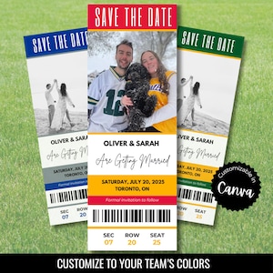 Sport Ticket Hochzeit Save the Date Einladung, Fußball, Basketball, Hockey einladen, Einzigartige Sport bearbeitbare Vorlage, Konzertstil Digital