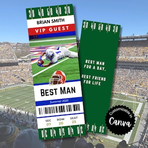 Billet pour proposition de garçon d'honneur de football, carte d'invitation meilleur homme, invitations personnalisables pour célibataire, cadeau personnalisé numérique NFL