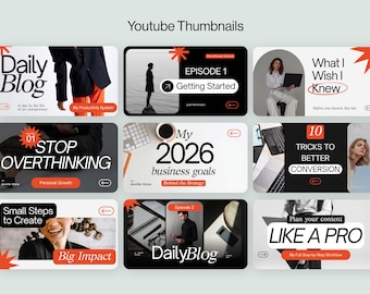 YouTube Thumbnail Templates, Modern Blog & Business Designs (Digital Download)