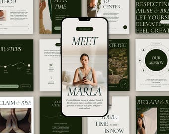 Wellness Coach Instagram Templates | Canva Social Media Kit | Holistic Coaching Posts | Mindfulness, Self Care & Life Coaching Designs