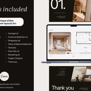 Interior Design Presentation Template, Canva Mood Board, Project Proposal Client for Interior Designers, Architecture, Decorator image 11