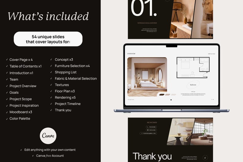 Interior Design Presentation Template, Canva Mood Board, Project Proposal Client for Interior Designers, Architecture, Decorator image 11