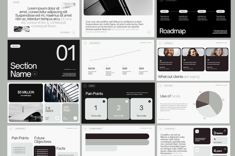 Modern Tech Startup Presentation Template featuring 60+ customizable slides. Perfect for investor pitch decks and business plans, it offers sleek designs, engaging visuals, and versatile layouts to showcase your ideas effectively.