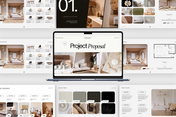 Interior Design Presentation Template, Canva Mood Board, Project Proposal Client for Interior Designers, Architecture, Decorator