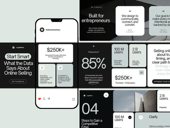 Business Instagram Seamless Carousel Canva Template, Carousel Posts for Businesses, Tech Startup, Social Media Managers | Minimal IG