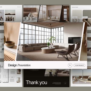 Presentationsmall för inredning, presentationstavla för möbler, redigerbar Canva-moodboard, projektförslag för inredningsprojekt, kund