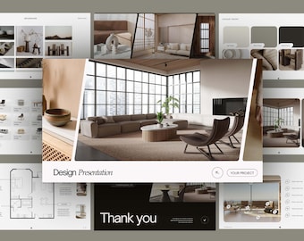 Interior Design Presentation Template, Furniture Presentation Board, Editable Canva Mood Board, Interior Design Project Proposal Client