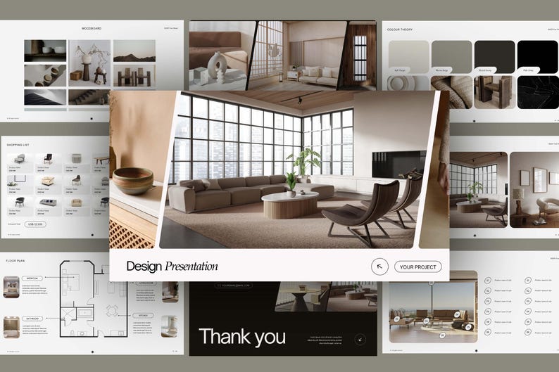 Interior Design Presentation Template, Canva Mood Board, Project Proposal Client for Interior Designers, Architecture, Decorator image 2