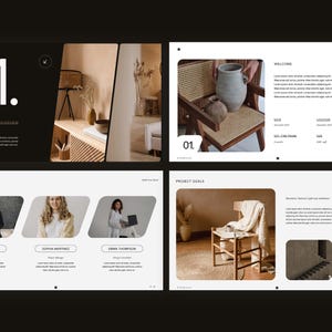 Modelo de apresentação de design de interiores editável | Modelo de projeto de design de interiores | Apresentação do cliente | Modelo Canva Designer de interiores
