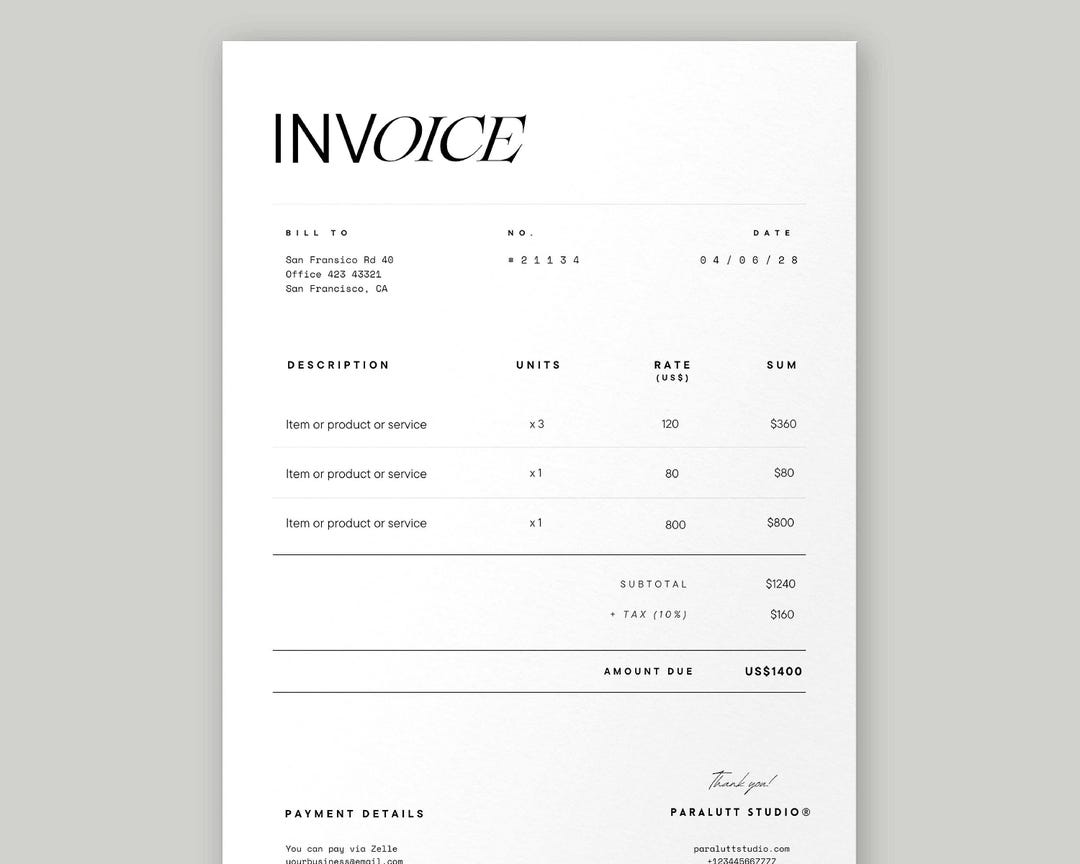Editable Invoice Template: Small Business Forms (canva Template) - Etsy