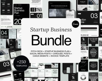 Canva Business Template Bundle: Pitch Deck, Business Plan, IG Posts, Landing Page (Digital Download)