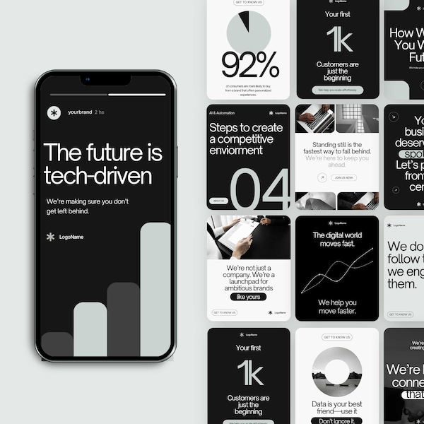 Social Media Business Templates Modern Canva for Tech Startup Instagram, Social Media Managers |  Business Coaches Modern Canva Templates