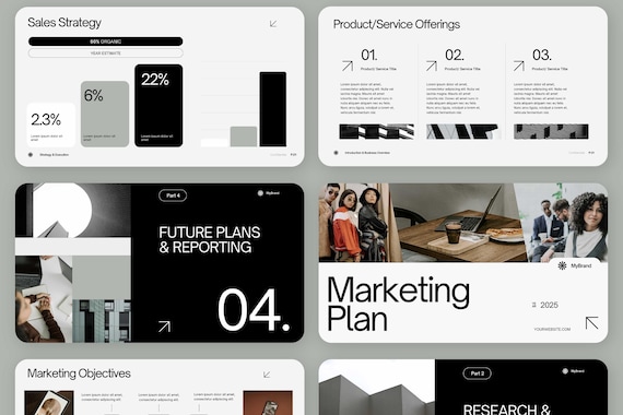 Marketing Plan Pitch Deck Editable Template Canva  |  Business Proposal  |  Modern Marketing Strategy, Infographic Presentation, Data Report
