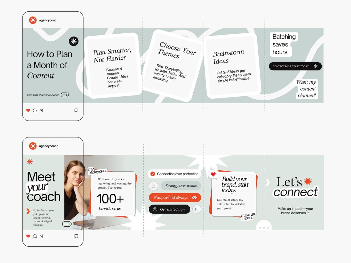 Instagram Carousel Canva Template, Seamless Carousel Posts for Coaches ...
