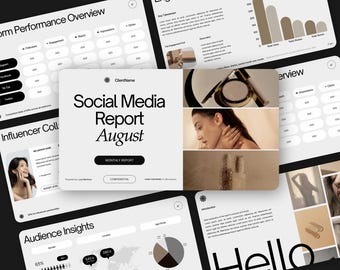 Canva Social Media Report Template: Monthly Marketing Planner (Editable)