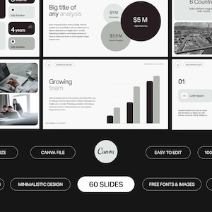 Modern Tech Startup Presentation Template featuring 60+ customizable slides. Perfect for investor pitch decks and business plans, it offers sleek designs, engaging visuals, and versatile layouts to showcase your ideas effectively.