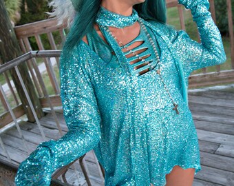 Sparkle Derby Holographic Long Sleeve Top
