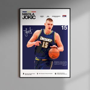 Nikola Jokic Poster, NBA Wall Art Digital Download, Basketball Print, Denver Nuggets Gift For Fans, Room Decor, Nikola Jokic Artwork