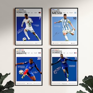 Messi Poster Ronaldo Poster Mbappe Poster Dembele Poster  Bundle, Soccer Wall Art Print, Football Digital Download, CR7 Messi Mbappe Gift