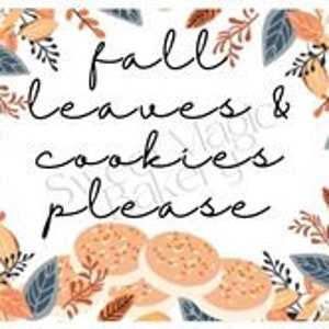 Fall Leaves and Cookies Please Cookie Tag - 2in Square Digital Download - Perfect for cookies & gifts!