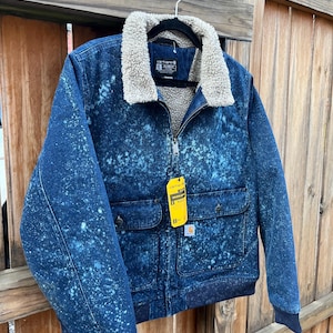Acid Wash Carhartt Denim Sherpa Jacket