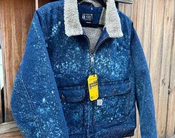 Acid Wash Carhartt Denim Sherpa Jacket