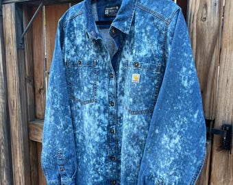 Acid Wash Carhartt XL Oversized Denim Shacket, NWT