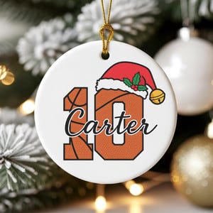Basketball Player Ornament, Personalized Sports Gift with Jersey Number, Custom Christmas Ornament for Athlete, Holiday Team Gift