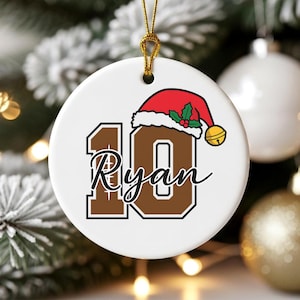 Custom Sports Number Ornament, Personalized Jersey Ornament with Name, Christmas Gift for Athlete, Team Player Holiday Keepsake