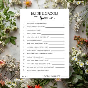 Bride and Groom Trivia Game, Wedding Shower Trivia, Printable Wedding ...